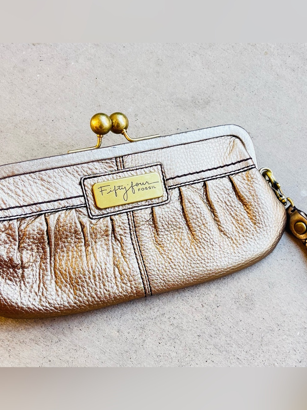 Fifty Four Fossil gold clutch wallet wristlet